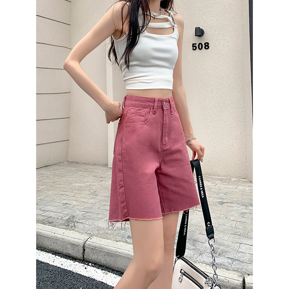 quần short nữ bigsize quần short nữ cạp cao Quần Short Denim Cao Cấp Màu Hồng Mỏng Nhẹ cho Nữ - Phù 