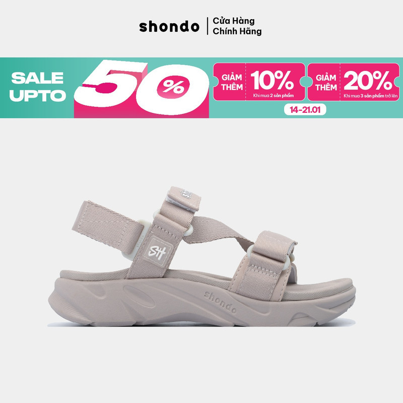 Giày Sandal Nam Nữ Shondo F8 Ver.2 Thời Trang Êm Ái Màu Nâu F8M9595