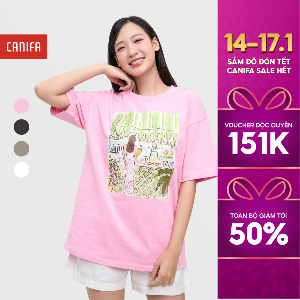 Áo phông nữ có hình in CANIFA 6TS25S007