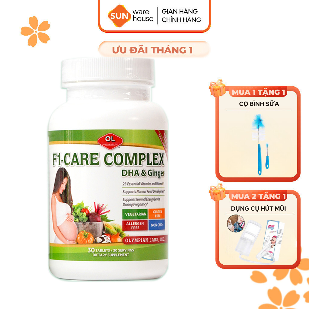 Viên Uống Cho Bà Bầu Olympian labs F1- Care Complex Bổ Sung Vitamin Tổng Hợp 30 Viên