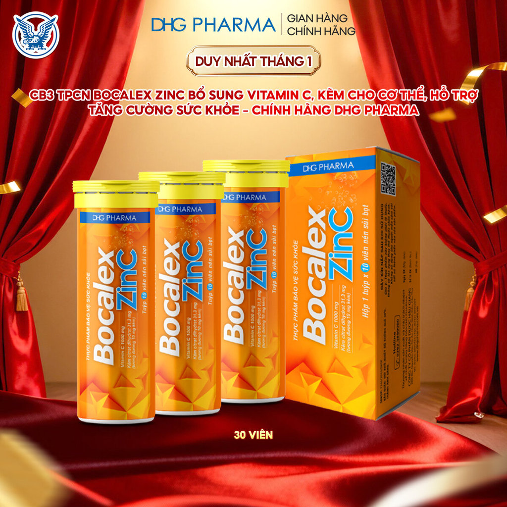 Combo 3 TPCN Bocalex ZinC bổ sung vitamin C, kẽm cho cơ thể, hỗ trợ tăng cường sức khỏe- Chính hãng 