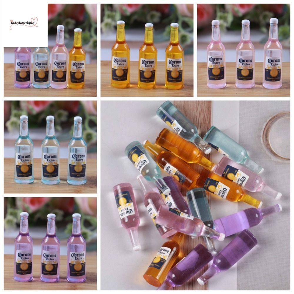 BABYBOUTIQUE 3 Chai Bia Thu Nhỏ, Chai Rượu Bia Rượu Mẫu Mini, Thực Phẩm Giả Vờ Chơi Sáng Tạo Nhựa Uố