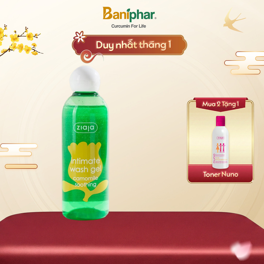 Dung dịch vệ sinh phụ nữ Intimate Ziaja Ba Lan Cúc La Mã dịu nhẹ cân bằng pH tự nhiên, dưỡng ẩm sâu,