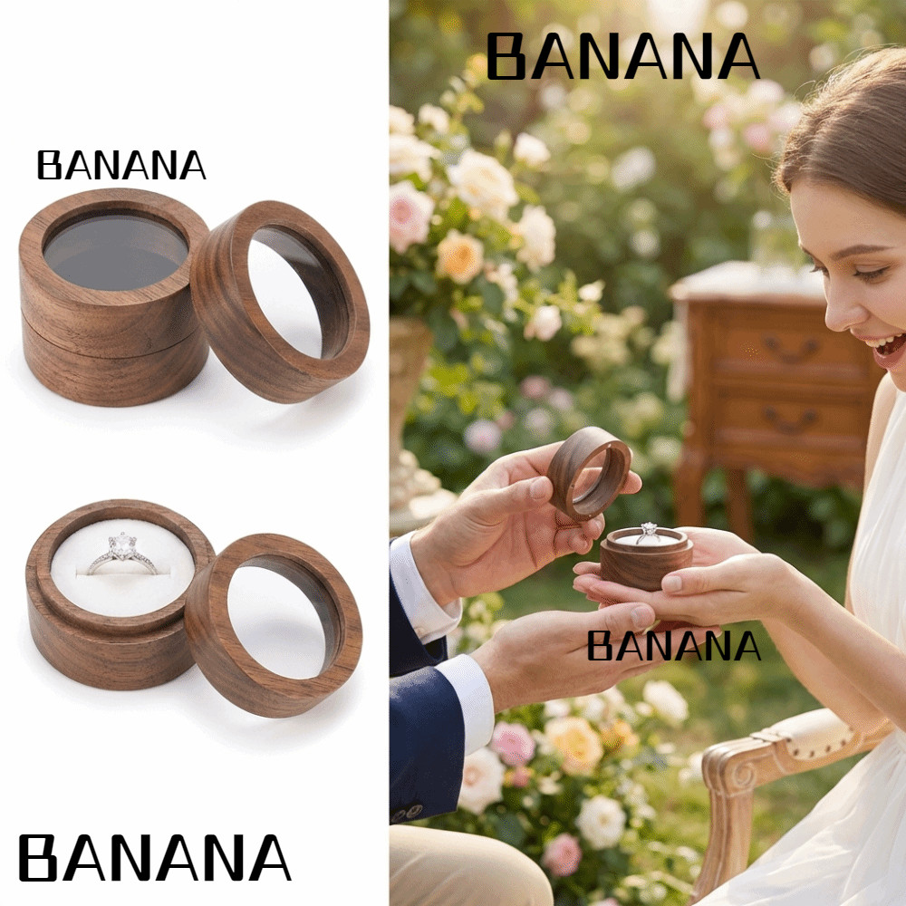 Hộp đựng nhẫn BANANA1, Màn hình nhẫn thanh lịch sang trọng, Hộp nhẫn cưới cổ điển hình tròn chất lượ