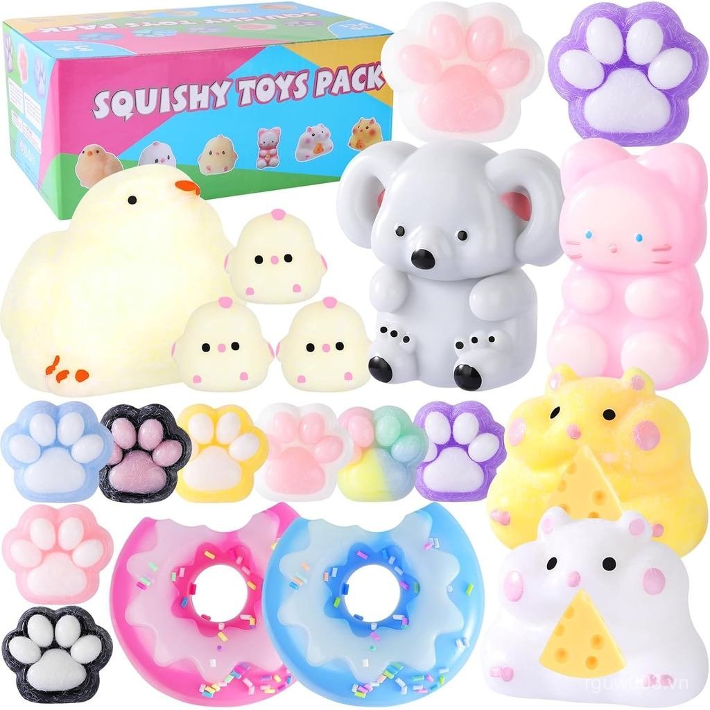 Taba Squishy 20Pack, Bộ đồ chơi Fidget Fufu Squishy, Bao gồm đồ chơi Squishies Chick, Cat Paws, Hams
