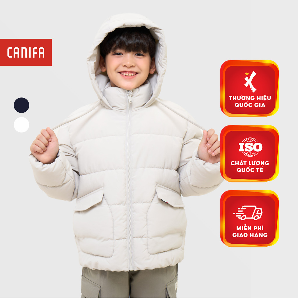 Áo khoác chần bông bé trai CANIFA áo phao có mũi siêu nhẹ siêu ấm 2OT25C004