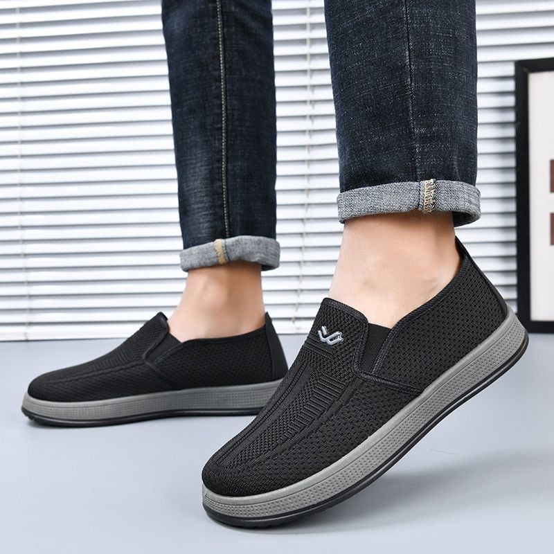 Cũ Bắc Kinh Giày Vải Lười Slip-On Nhẹ Đế Mềm Trung Niên Người Cao Tuổi Giày Lưới Thoải Mái Hơi Thở