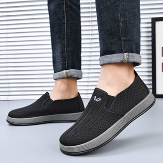 Cũ Bắc Kinh Giày Vải Lười Slip-On Nhẹ Đế Mềm Trung Niên Người Cao Tuổi Giày Lưới Thoải Mái Hơi Thở