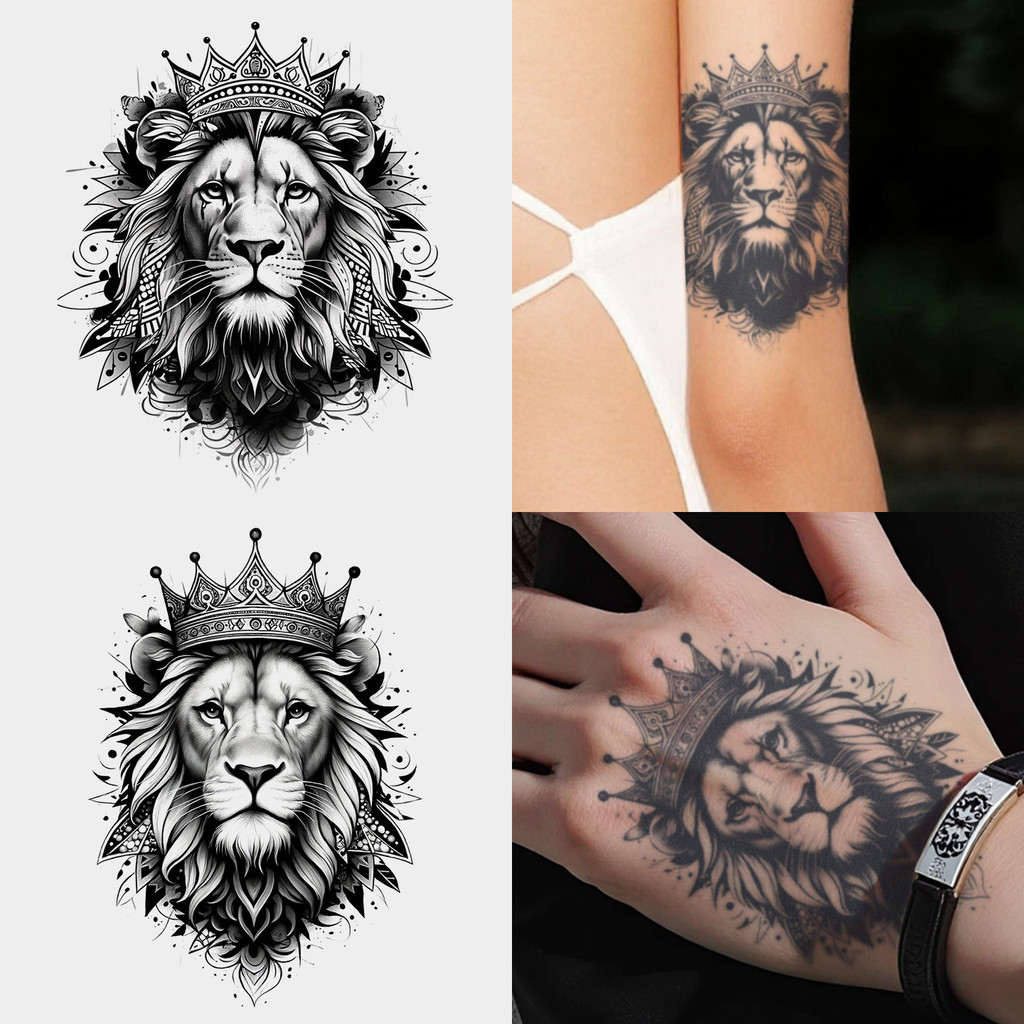 Vua Sư Tử - Temporary Waterproof Tattoo Sticker with Long-lasting Adhesive, Lasts Up to 2 Weeks, Art