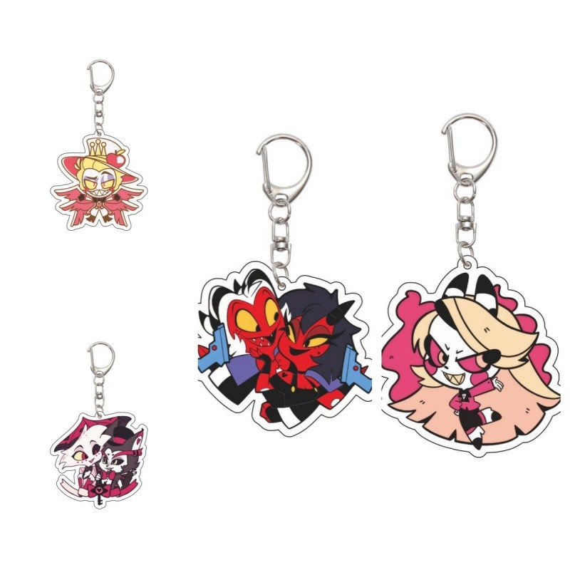 Anime Hazbin Hotel  Anime Character Charlie Morningstar Vaggie Metal Bag hanger decoration HD Acryli