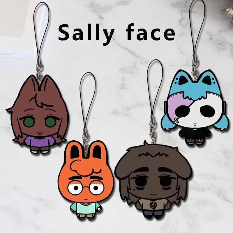 Sally Face Keychain Cartoon Acrylic Key Chain phone keychain charm anime  Car Key Ring