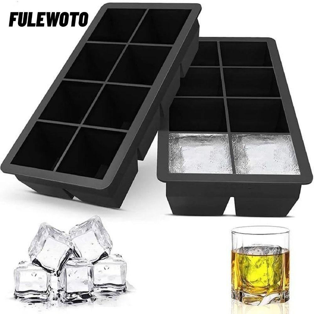 FILEWOTO 4 / 6 / 8 Lưới Đá Viên Khuôn, Silica Gel Máy Làm Đá Lớn, Vuông Nhanh Frozen Ice Grid