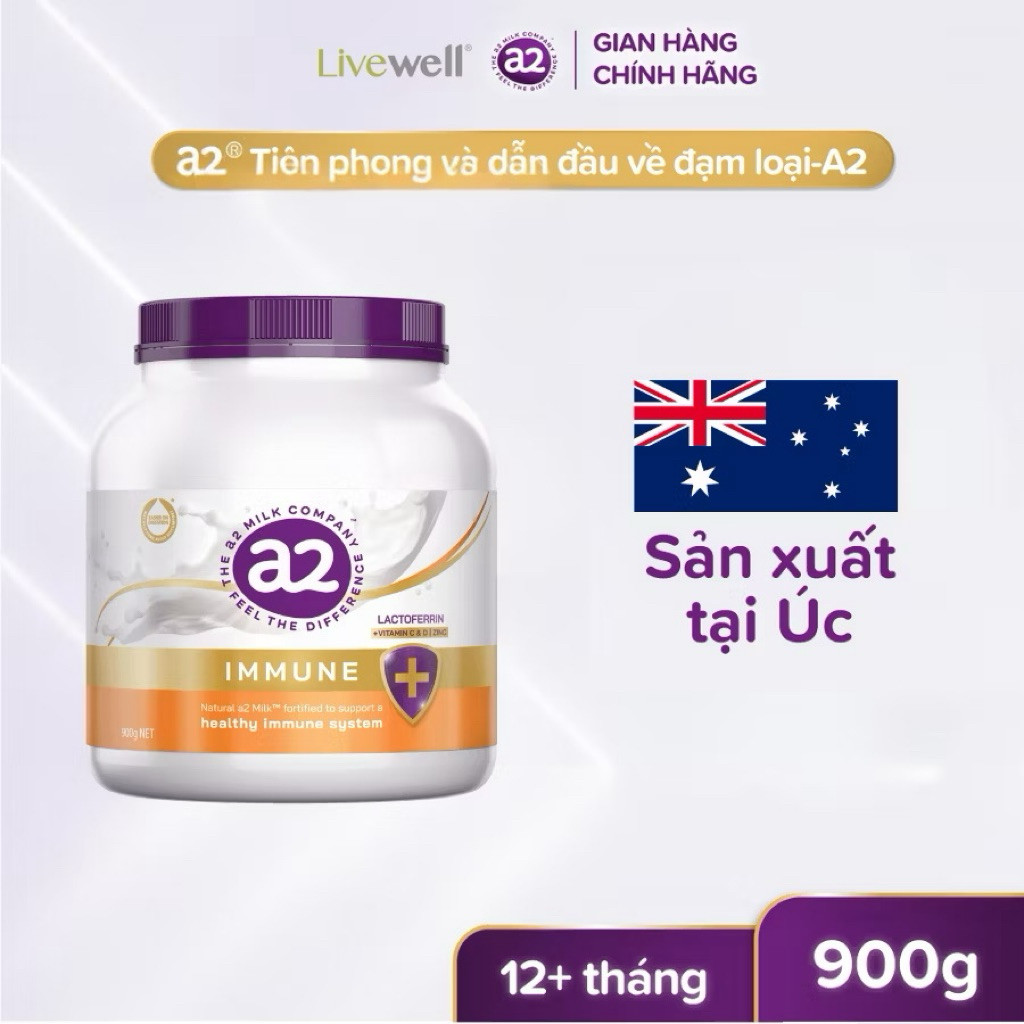 Sữa Bột a2 Milk a2 Immune Tăng Cường Miễn Dịch Cho Bé Từ 1 Tuổi – a2 Lactoferrin Lon 900g Nhập Khẩu 
