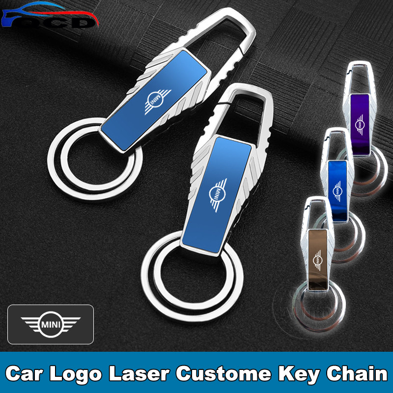 Mini Logo Xe Móc Khóa Sáng Tạo Khắc Laser Tùy Chỉnh Hợp Kim Kẽm Móc Chìa Khóa Cho Cooper F56 R56 Clu