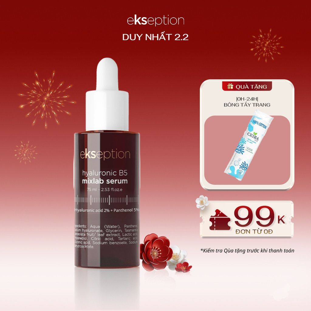 Serum Ekseption Hyaluronic B5, HA + 5% B5 dưỡng ẩm phục hồi da 75ml