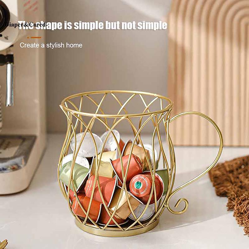 DIAPER & CORED Metal Nespresso Capsule Organizer 60-100 Capsule Holder Basket YTH