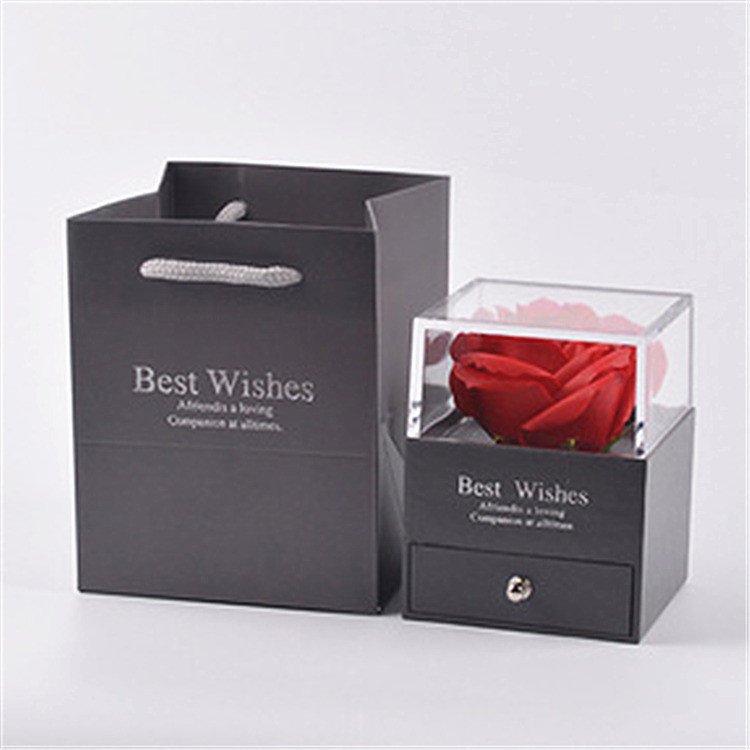 Spot Goods#Hot Selling Eternal Flower Box Jewelry Soap Flower Double Layer Packaging Box Ring Neckla