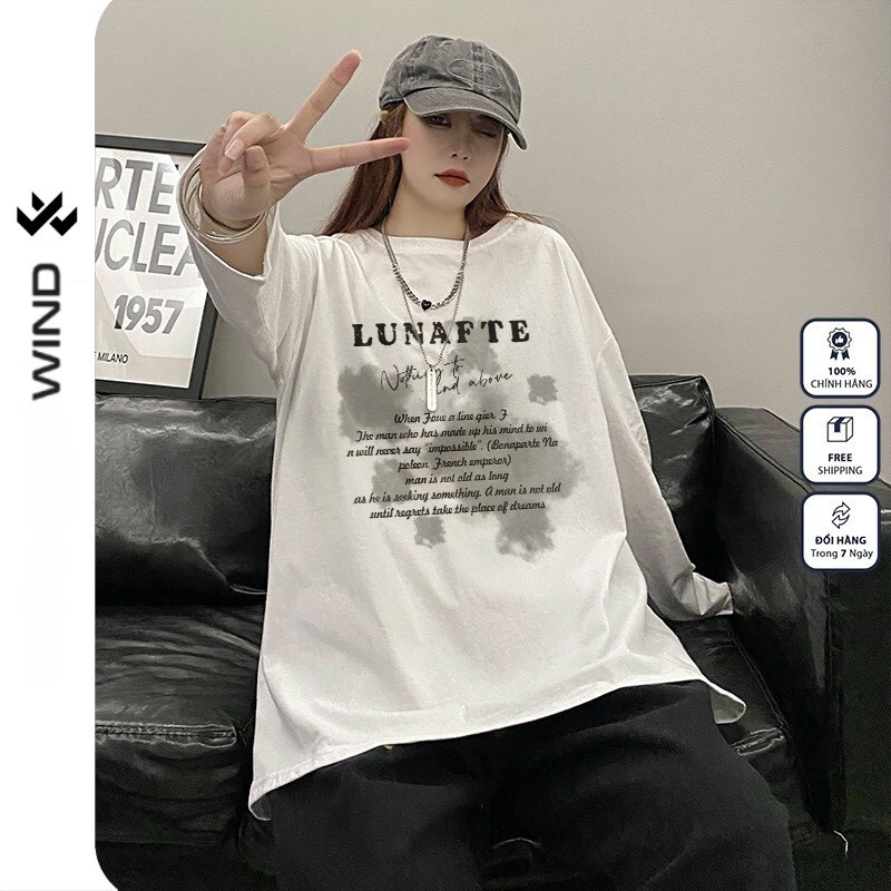 Áo Thun Tay Dài Unisex Wind Clothing Form Rộng LUNA thời trang sweater nam nữ oversize