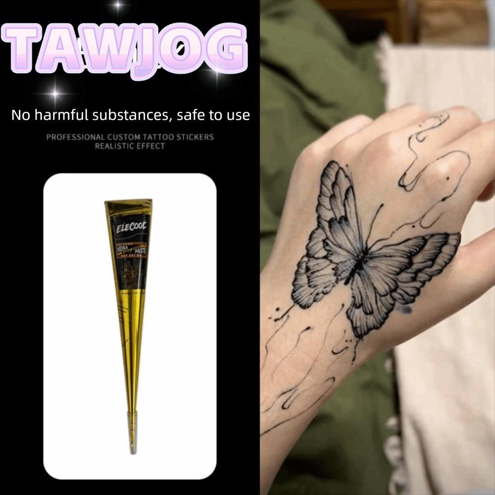 TAWJOG Kem Xăm Henna Mực Henna Mực Xăm Tạm Thời 5-7 Ngày Bán Vĩnh Viễn Dễ Sử Dụng