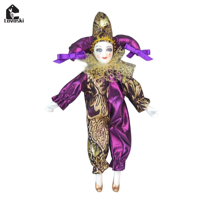 Mô hình góc búp bê chú hề 8in, Đồ chơi sưu tập hình búp bê Harlequin ngộ nghĩnh, Halloween