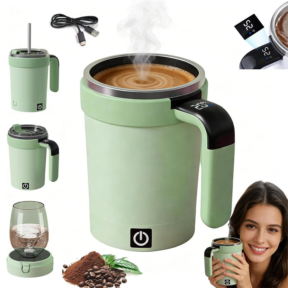 Self Stirring Coffee Mug, Digital Display Auto-Mix Mug