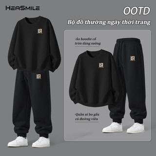 HeaSmile set nỉ nam áo dài tay quần dài form thoải mái may chắc chắn bền đẹp(JYWLJW)
