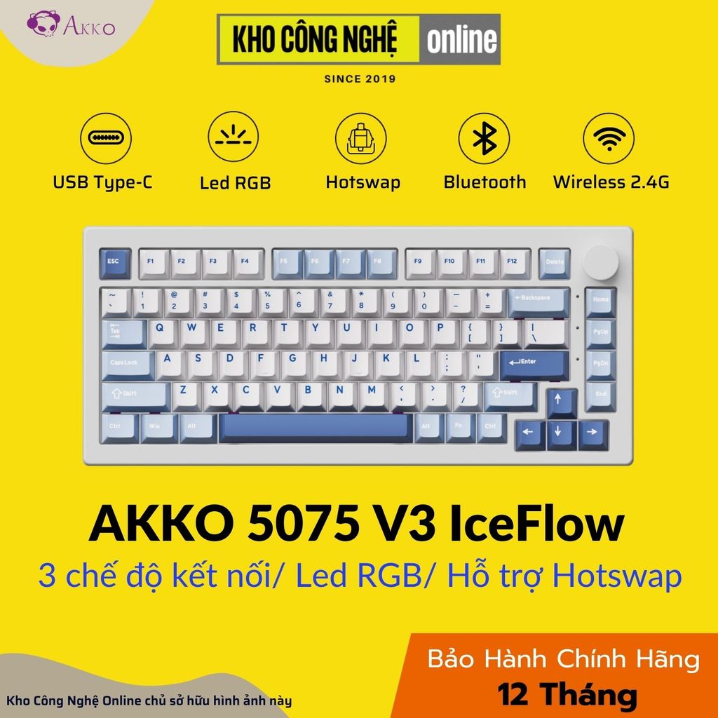 Bàn phím cơ AKKO 5075 V3 IceFlow (Hàng Chính Hãng)