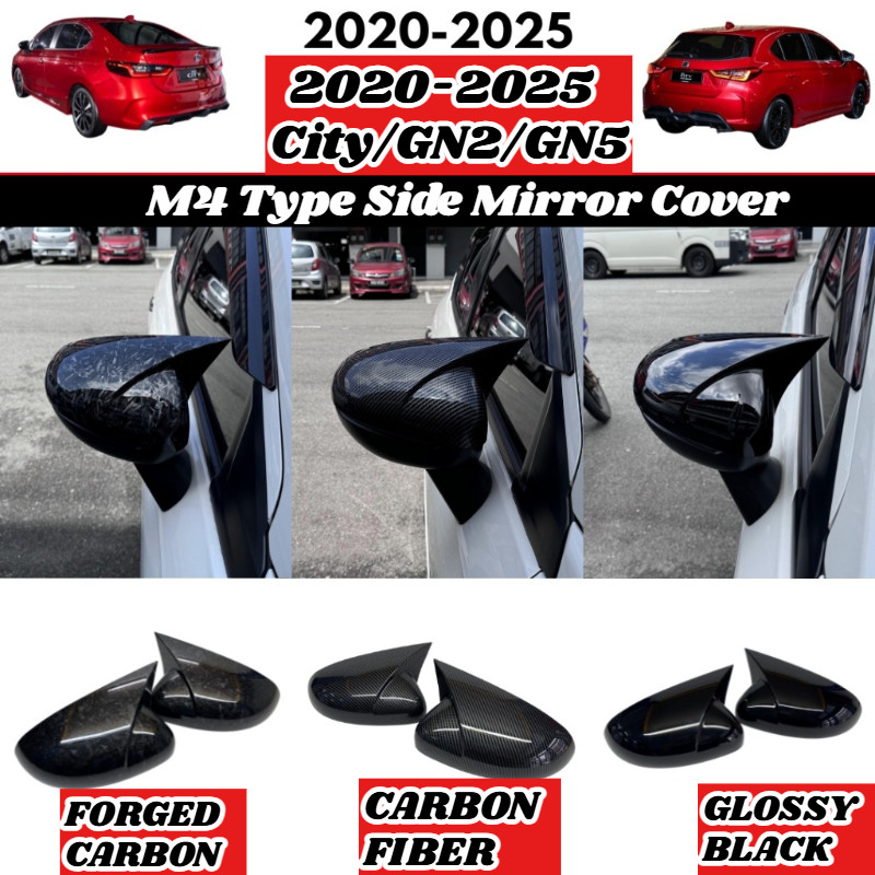 Honda City Gn / Gn2 / Gn5 2020-2026 Carbon Trim & Vỏ gương chiếu hậu M4 màu đen bóng cho City Gn2