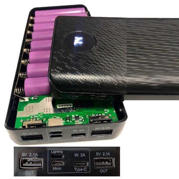 Box sạc dự phòng 8 cell 2A dùng pin 18650 3 đầu vào, box sạc nhanh 2A, mạch sạc dự phòng, mạch sạc p
