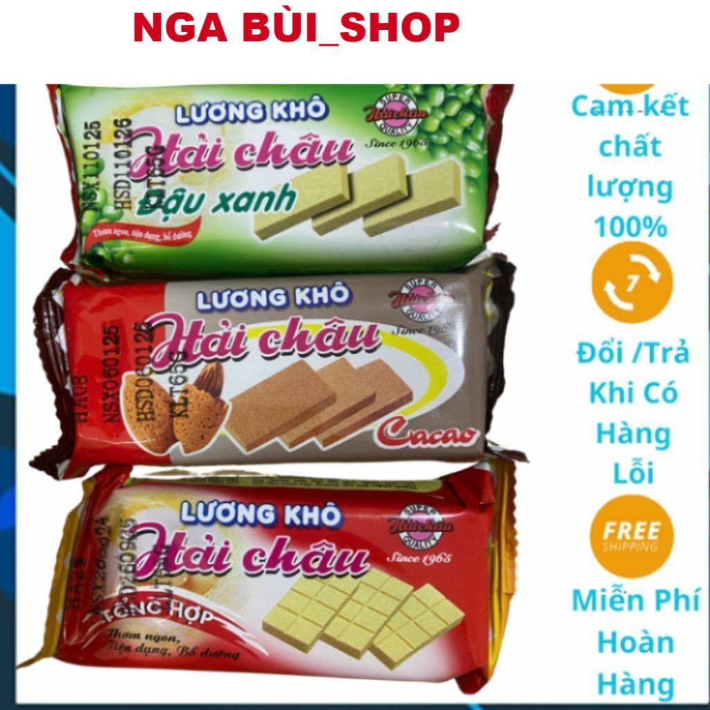 (COMBO 10 GÓI) Lương khô Hải Châu loại 1, lương khô Hải Châu 65g, lương khô ca cao đậu xanh tổng hợp