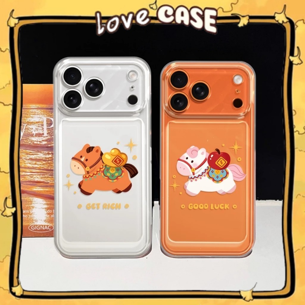 Ốp Lưng iPhone Lucky Horse Tết 2026 Viền Thẳng, Bảo Vệ Camera - iP 7/8/X/XS/11/12/13/14/15/16/17/Plu