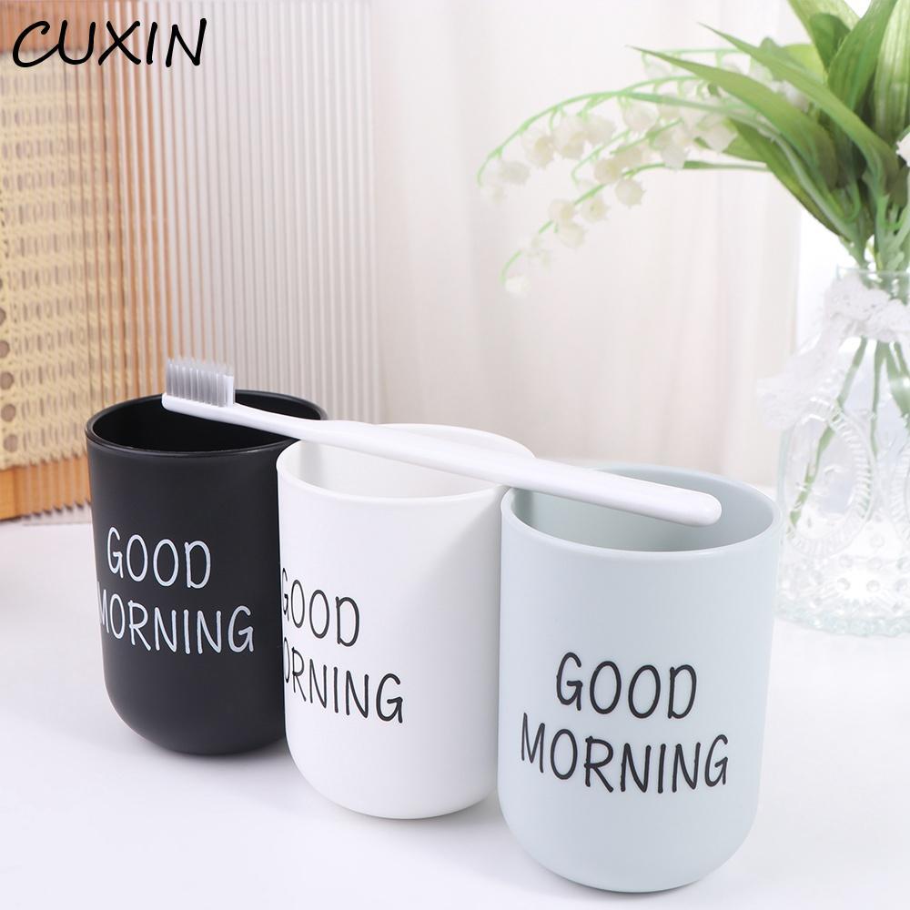 CUXIN Good Morning Cup Nhựa Khỏe Mạnh Có Thể Tái Sử Dụng Bàn Chải Đánh Răng Giá Đỡ Lưu Trữ Tổ Chức C