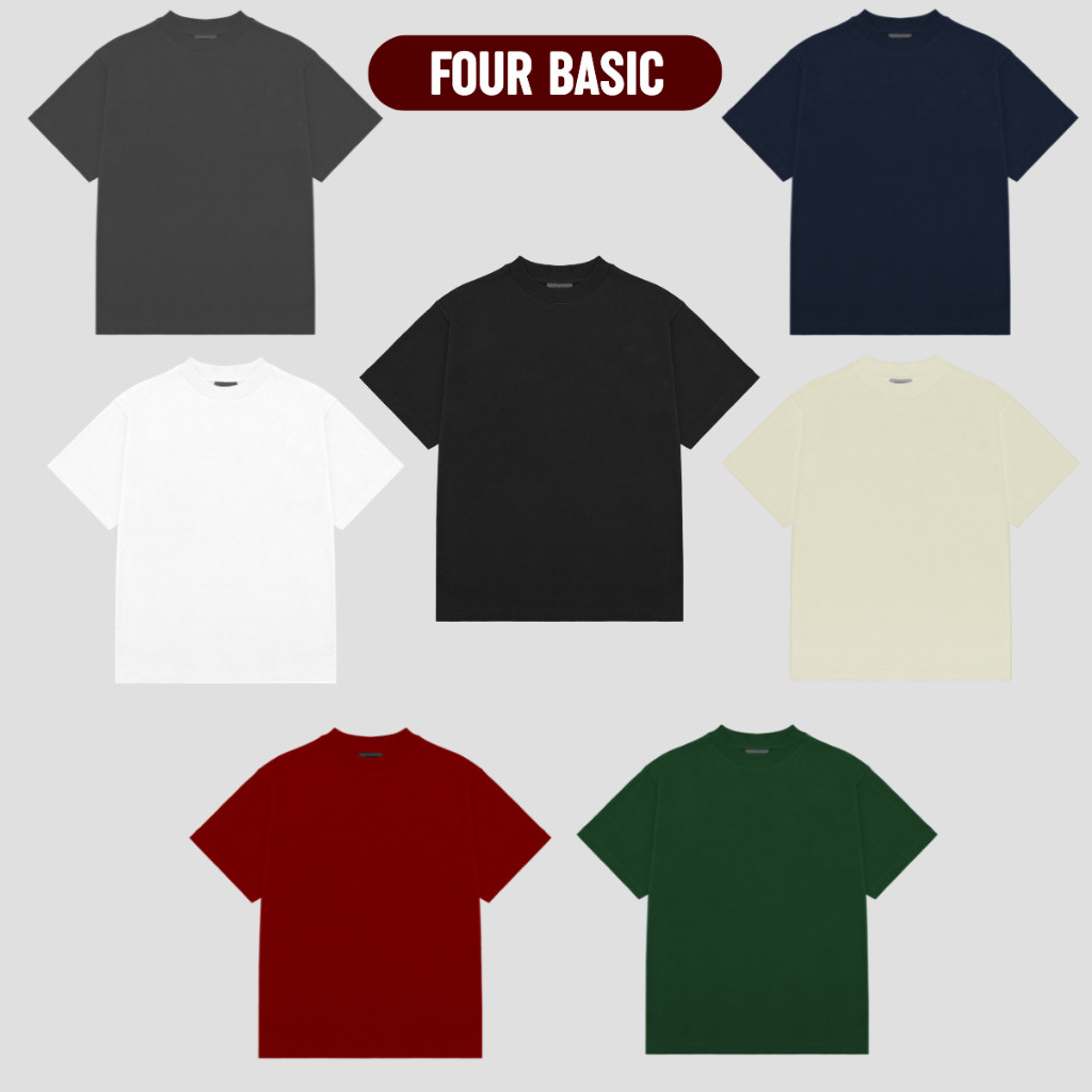 Áo Thun Trơn Tay Lỡ Premium FOUR BASIC 100% Cotton Oversize Form Rộng T300
