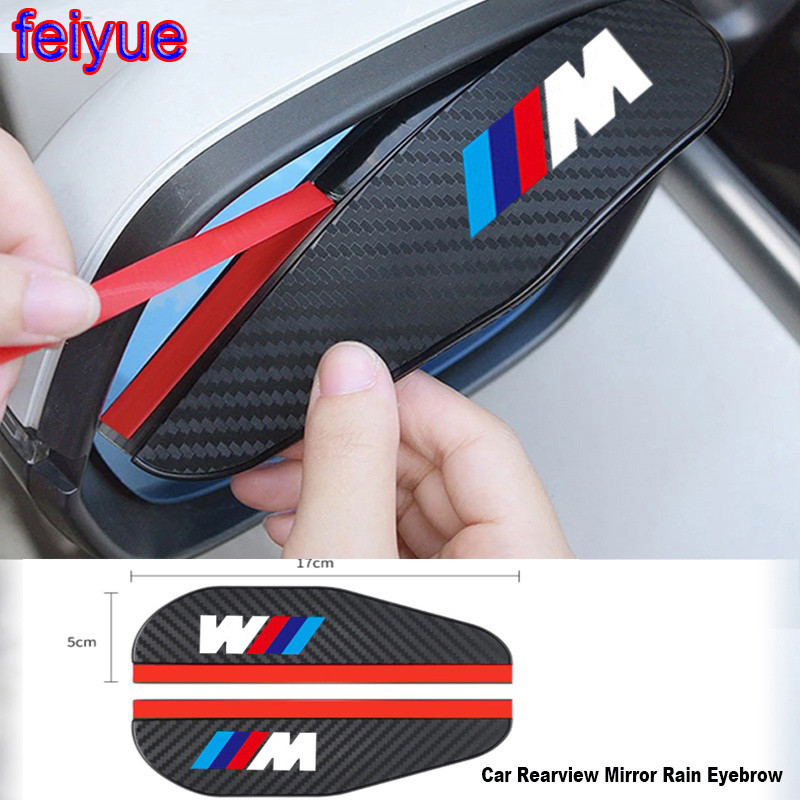 2 Chiếc Sợi Carbon MPerformance Gương Chiếu Hậu Ô Tô Mưa Lông Mày Miếng Dán Cho Xe BMW E36 E39 E46 E
