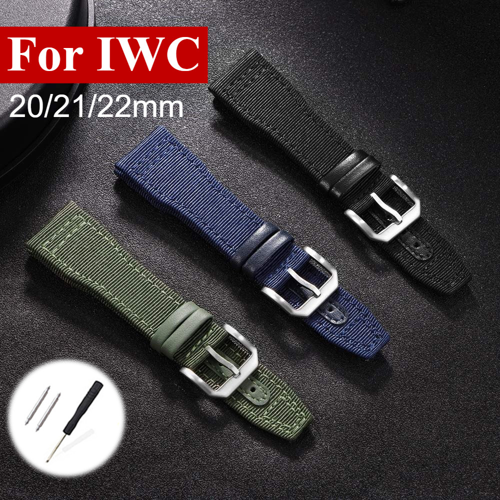 Vintage Phi Công Vải Da Dây Đeo Đồng Hồ Cho IWC Dây Đeo Đồng Hồ 20 Mm 21 Mm 22 Mm Nylon Da Bò Dây Đe