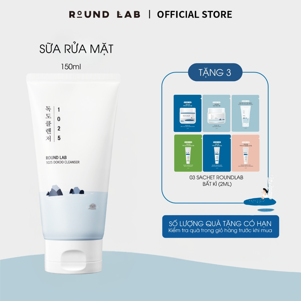 Sữa Rửa Mặt Round Lab 1025 Dokdo Cleanser 150ml tạo bọt mềm mịn dễ chịu