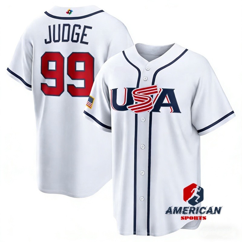 Áo bóng chày nam Mỹ USA Aaron Judge White 2026 World Classic Home Jersey