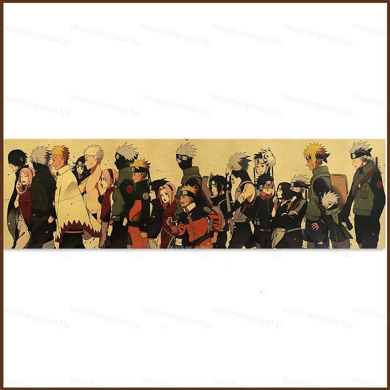 XX1J Naruto Anime Poster Nghệ Thuật Treo Tường Retro Giấy Kraft Vẽ Kakashi Obito Itachi Phòng Ngủ Tr