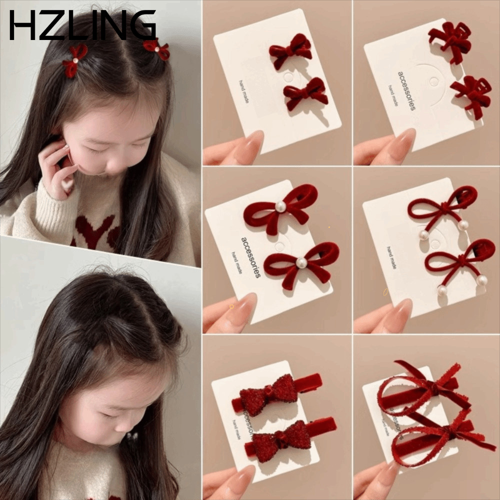 Kẹp Tóc Nơ Màu Đỏ Nhung Ngọt Ngào - HZLING