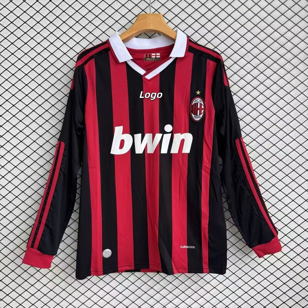 Phiên bản cổ điển AC Milan 2009 / 10 Áo sơ mi nam dài tay AC Milan Home
