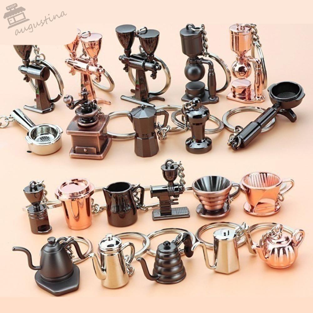 Móc khóa cà phê sáng tạo AUGUSTINA 3D, Móc khóa tay cầm cà phê dễ thương bằng kim loại, Móc khóa dòn