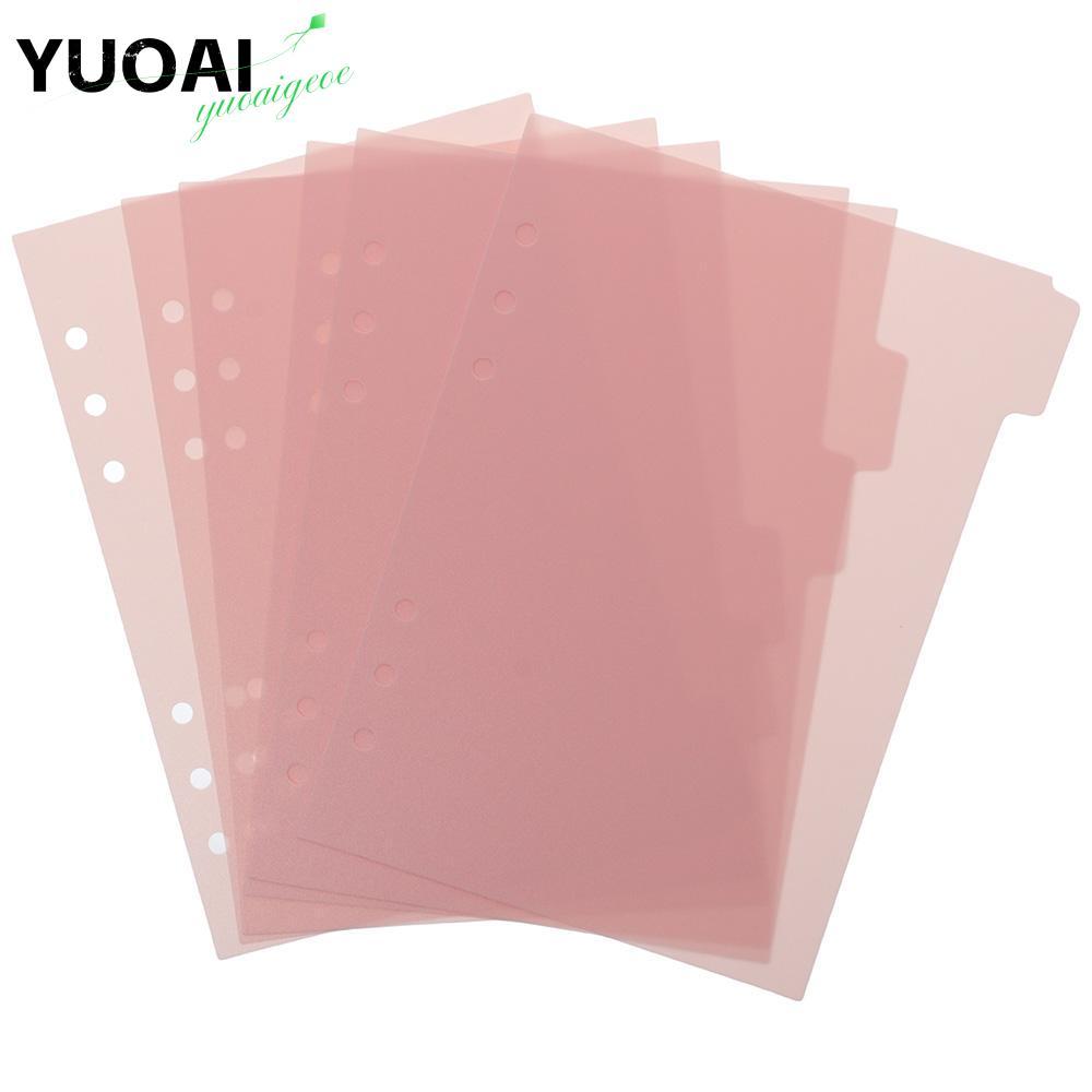 YUOAI 6 CÁI Binder Divider, 6 vòng 6 chiếc Tab trang chỉ mục, Planner A5 Nhựa màu hồng Binder Index 
