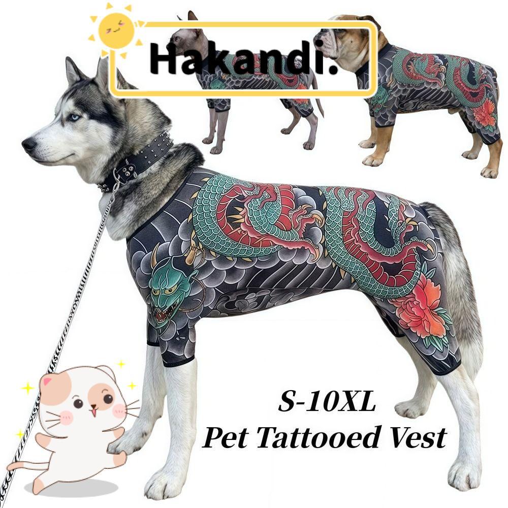 HAKANDI Pet Tattoo Jacket, Áo Vest hình mèo thoáng khí như thật, sáng tạo vui nhộn mát mẻ Bốn mùa Qu