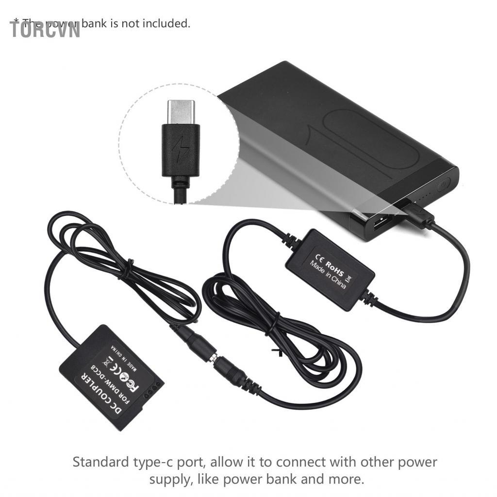 Torcvn Cáp Andoer PD USB Type-C sang DMW-DCC8 Bộ ghép nối DC DC DMW-BLC12 thay thế cho máy ảnh Panas