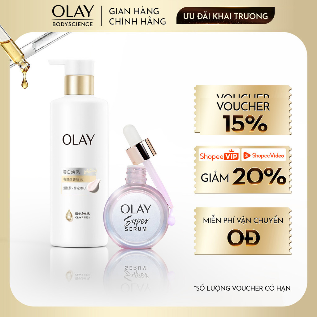 Combo Sữa đưỡng thể Sáng da Olay Niacinamide & Vitamin C 260g + Super Serum OLAY 5in1 30ml