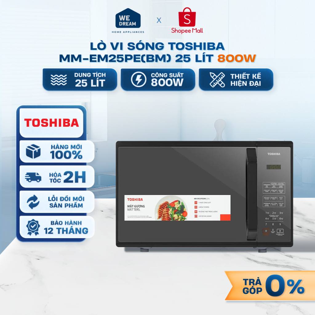 MM-EM25PE(BM) - Lò Vi Sóng Toshiba 25 Lít 800W MM-EM25PE(BM) - Hàng Chính Hãng, Mới 100%