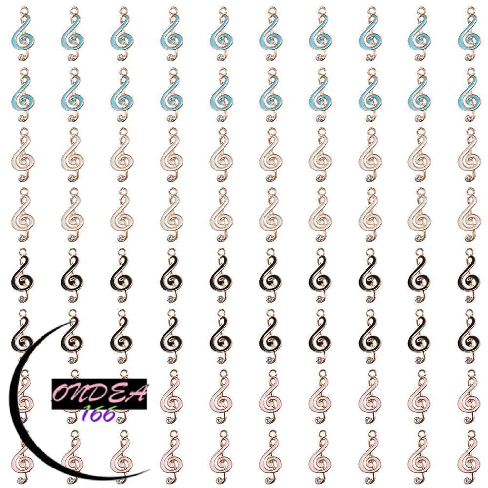 ONDEAL66 80 chiếc Mini Music Note Charms, 9 * 22mm Music Note Music Symbol Charms, Hồng, Xanh lam, T