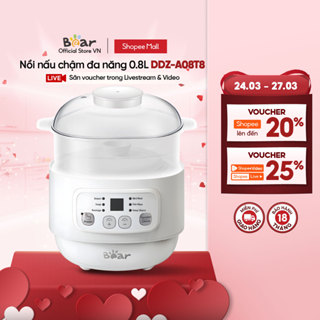 Nồi Nấu Chậm Đa Năng 4in1 Bear 0.8L DDZ-A08T8- Chính Hãng - Bảo Hành 18 Tháng