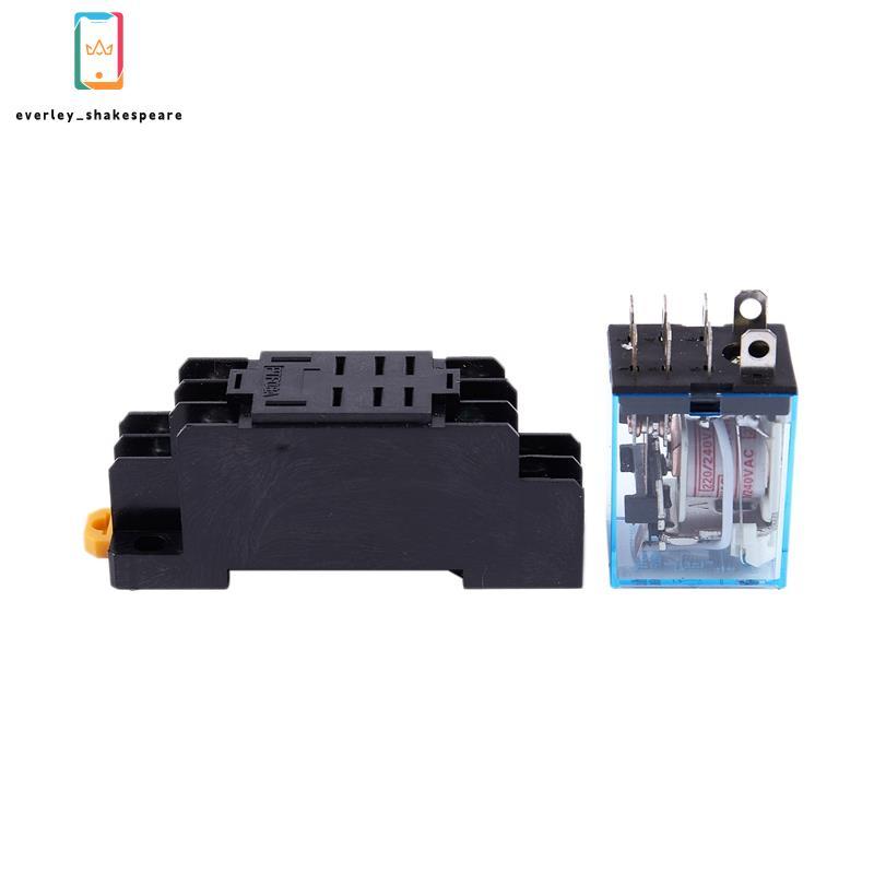 LY2NJ HH62P-L JQX-13F 220V AC Coil DPDT Power Relay 8 Pin w PTF08A Ổ cắm