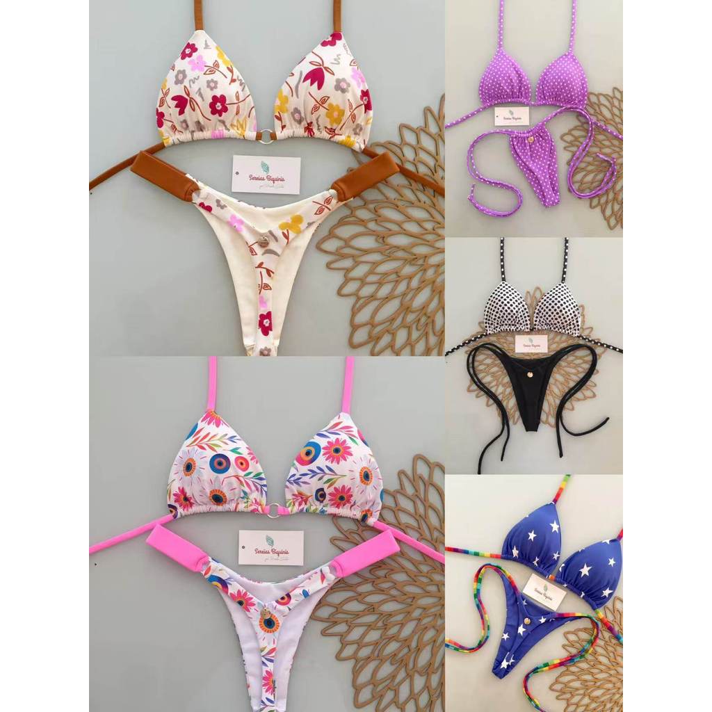 Two0two6 Mới Và Phong Cách In Hình Bikini Chia Đồ Bơi Tam Giác Gợi Cảm Tập Hợp Không Vòng Thép Kỳ Ng